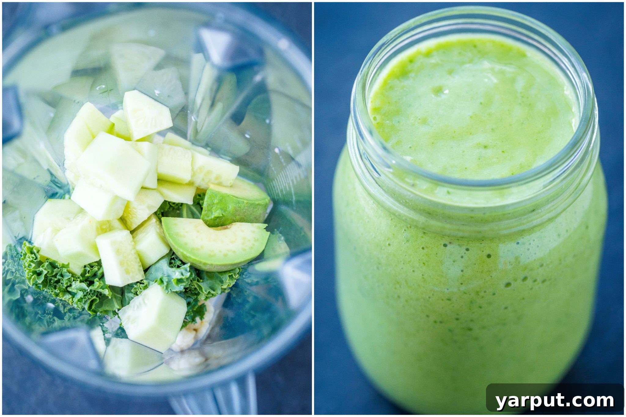 Green Smoothie in blender and jar