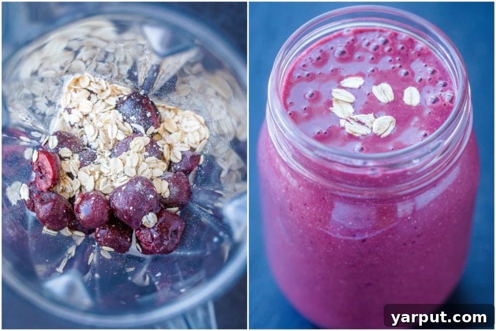 Cherry Beet Smoothie in blender and jar