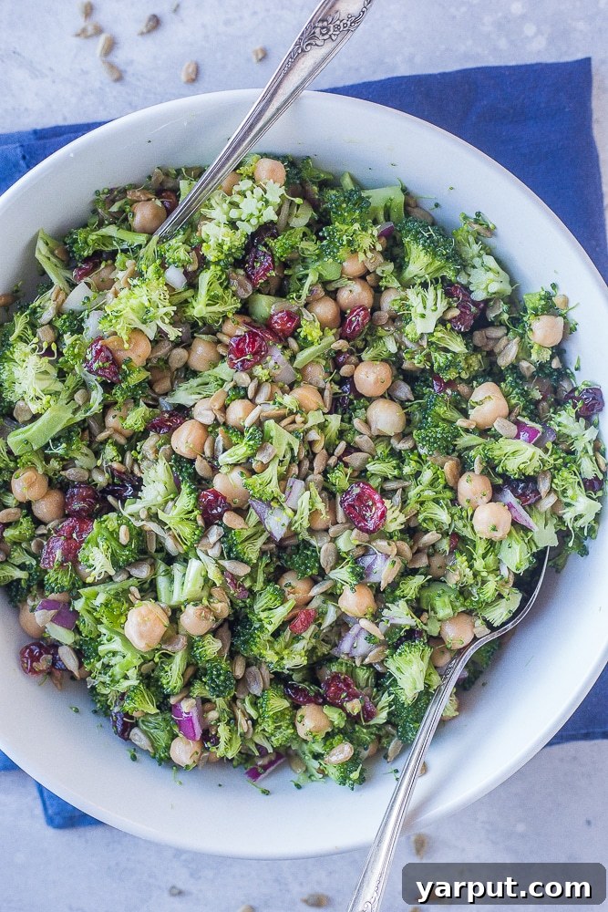 Vibrant Broccoli Salad with Golden Tahini Dressing 7 A close-up of the Crunchy Broccoli Salad, another delicious variation, showcasing fresh ingredients.