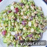 A small image of the creamy broccoli salad with curry tahini dressing.