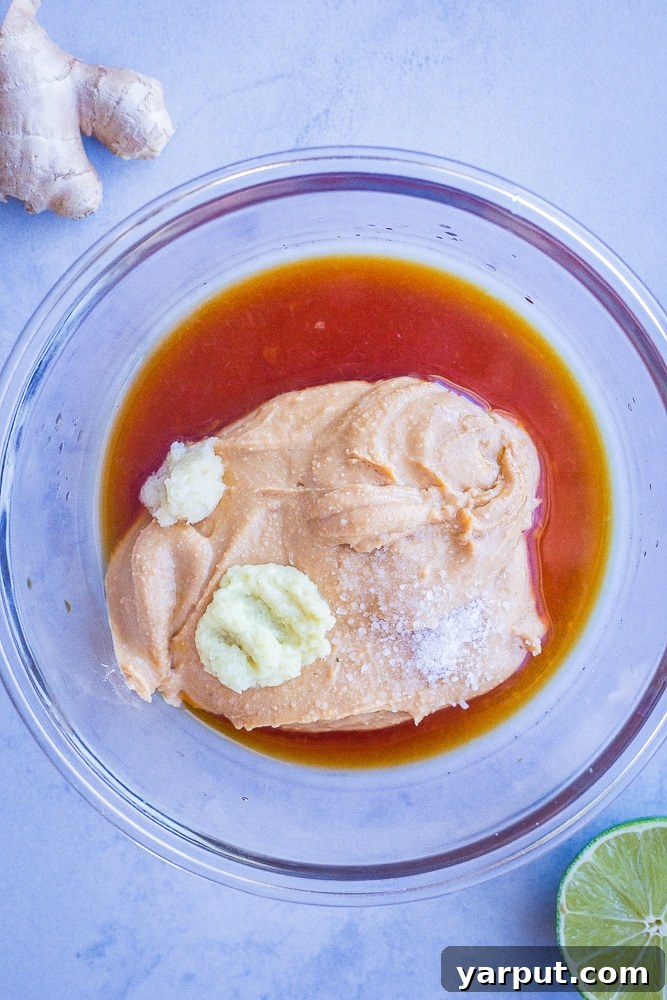 Homemade Peanut Sauce Perfection 3 Ingredients in a bowl for best homemade peanut sauce recipe