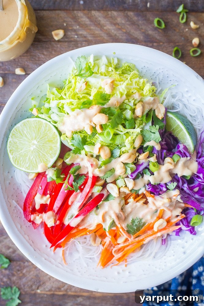 Homemade Peanut Sauce Perfection 6 Noodle salad topped with the best homemade peanut sauce
