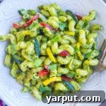 Pesto Pasta with Summer Vegetables in a bowl
