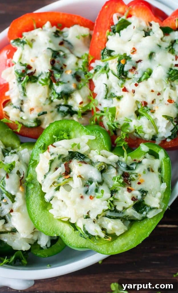 Cheesy Spinach Stuffed Peppers