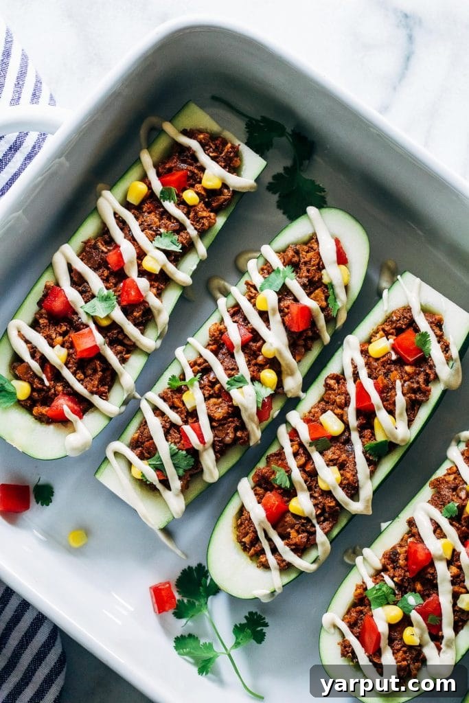 Vegan Zucchini Taco Boats