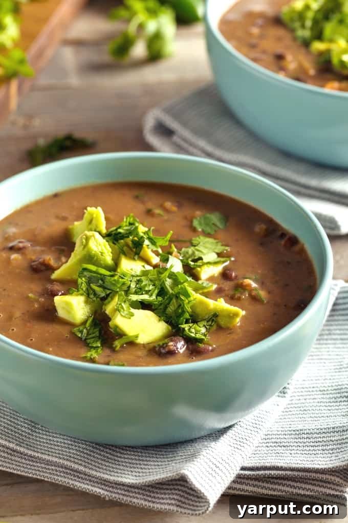 20 Satisfying Vegetarian Weight Watchers Recipes 21 Comforting Slow Cooker Black Bean Soup from Simple Nourished Living, an easy and hearty vegetarian meal. Ideal for busy days and a staple for Weight Watchers.