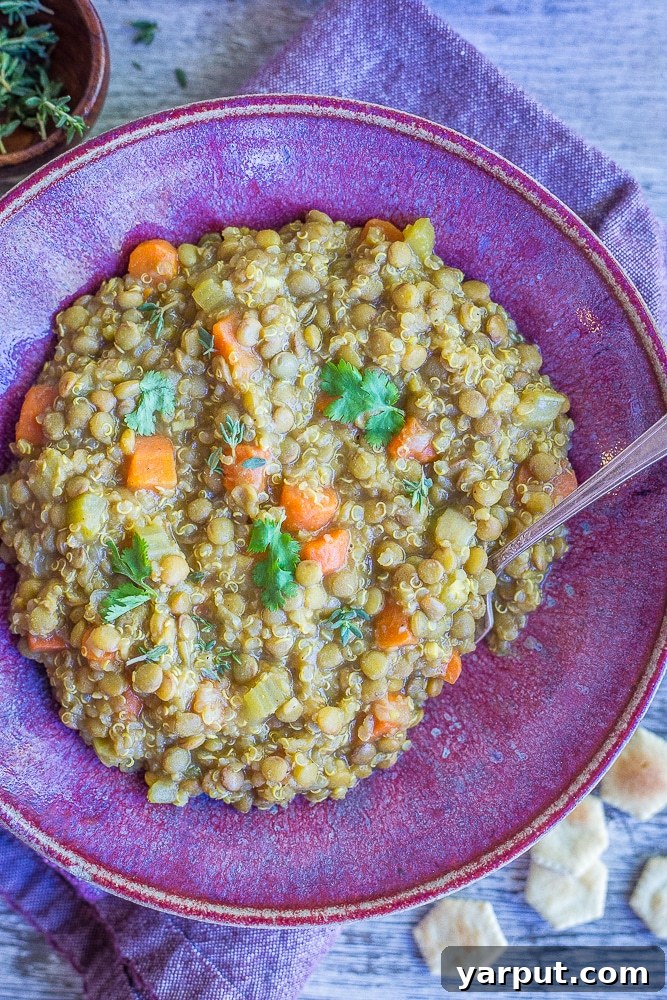20 Satisfying Vegetarian Weight Watchers Recipes 7 Comforting Curried Lentil Quinoa Soup, a wholesome and filling vegetarian Weight Watchers meal. Rich in nutrients and perfect for a cozy, healthy dinner.