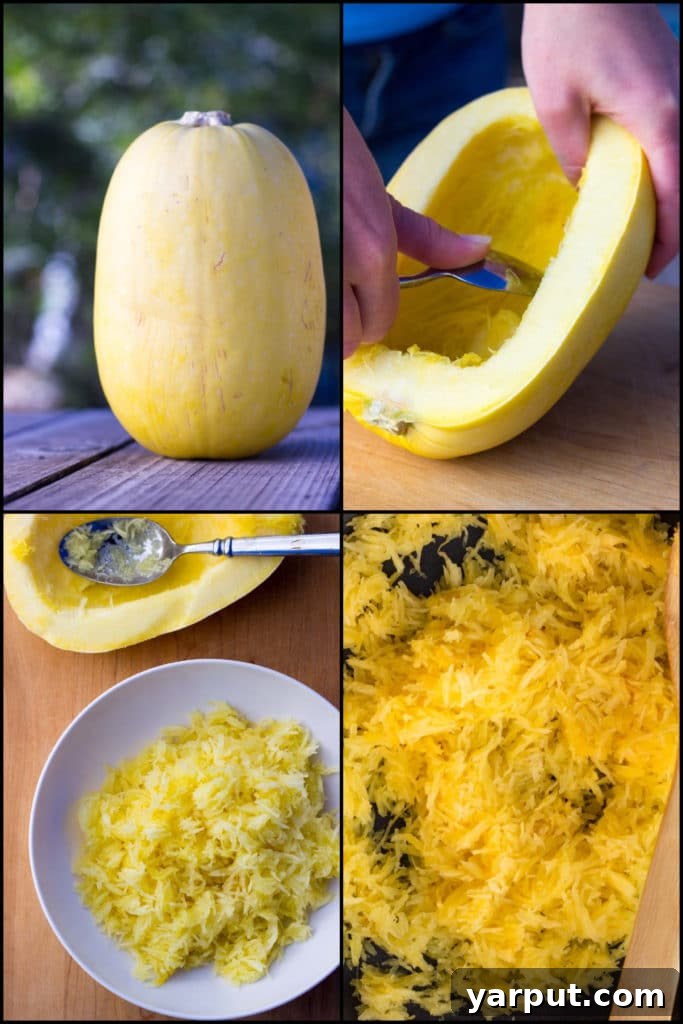 Spaghetti Squash Noodle Black Bean Enchiladas 3 showing how to prepare your spaghetti squash