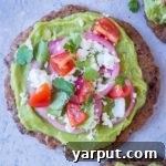 Guacamole Tostadas with Black Bean Tortillas on a plate