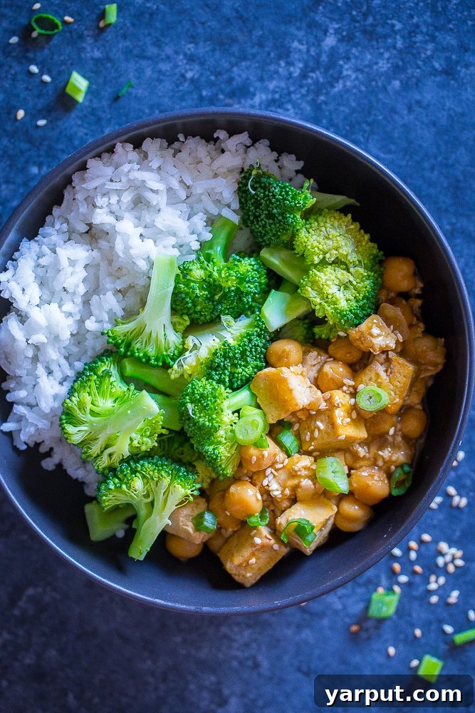 Colorful Orange Tofu and Chickpea Bowls