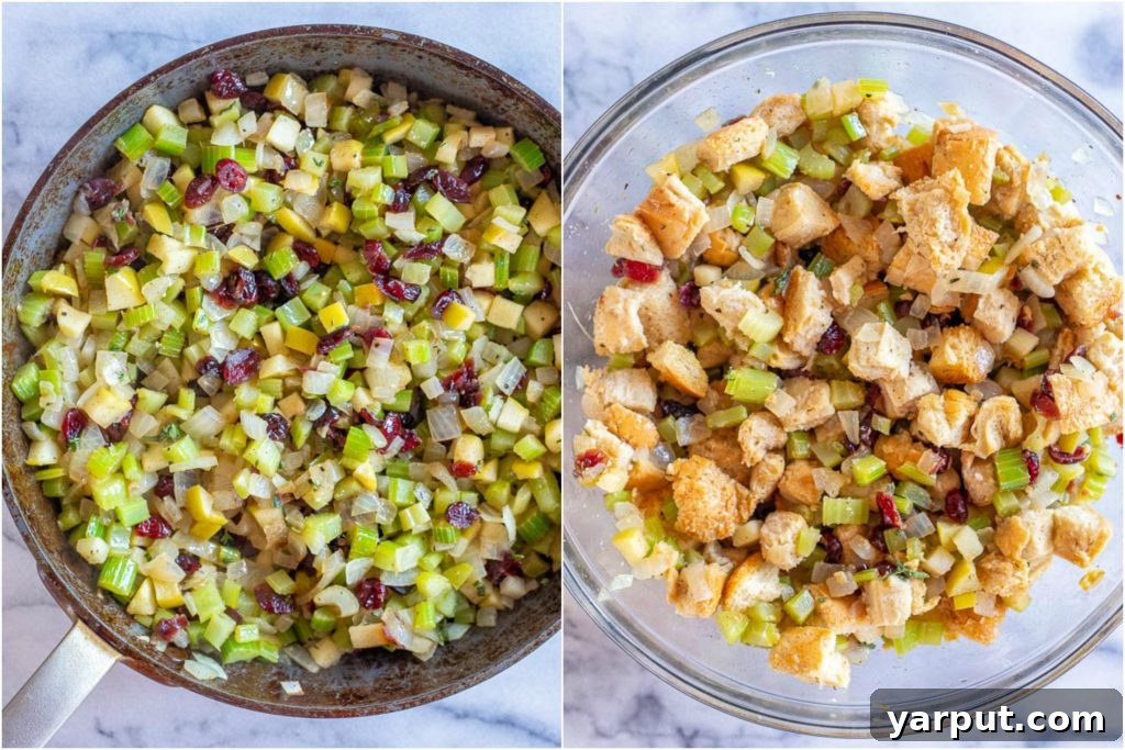 showing how to make vegan stuffing