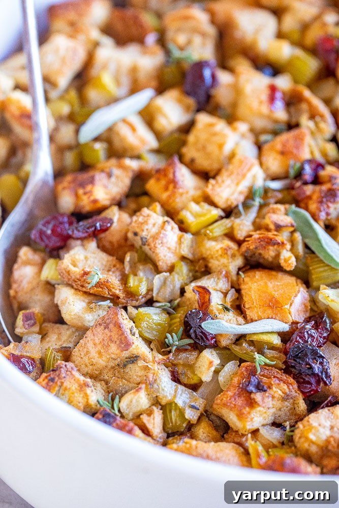 close up photo of easy vegan stuffing