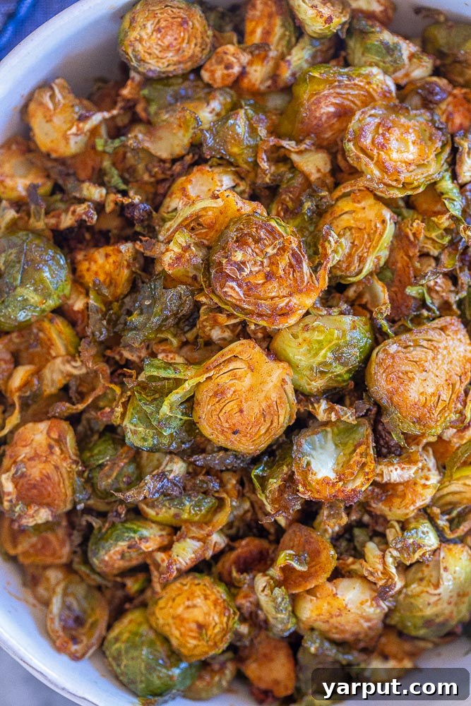 Smoky Charred Brussels Sprouts 5 Close up of perfectly roasted BBQ Brussels sprouts