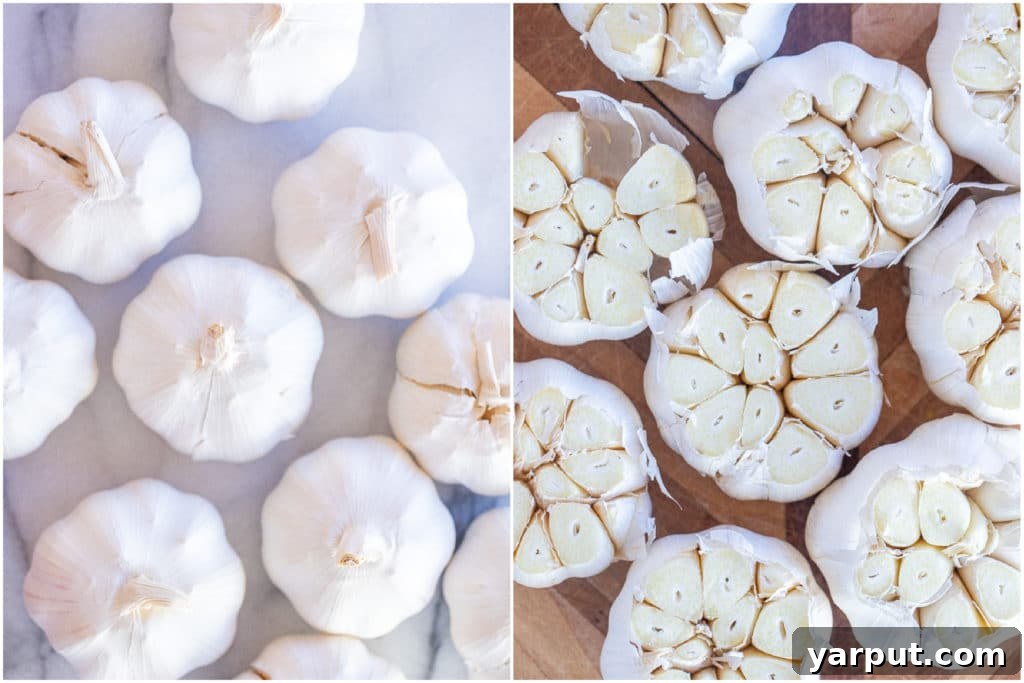 Roast Garlic Perfectly Every Time 3 garlic bulbs with the tops cut off for roasting