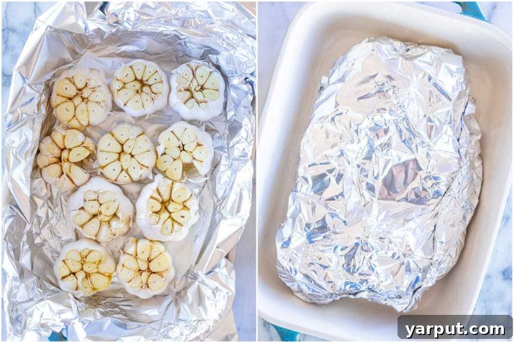 Roast Garlic Perfectly Every Time 4 showing how to prepare your garlic for the oven for roasting