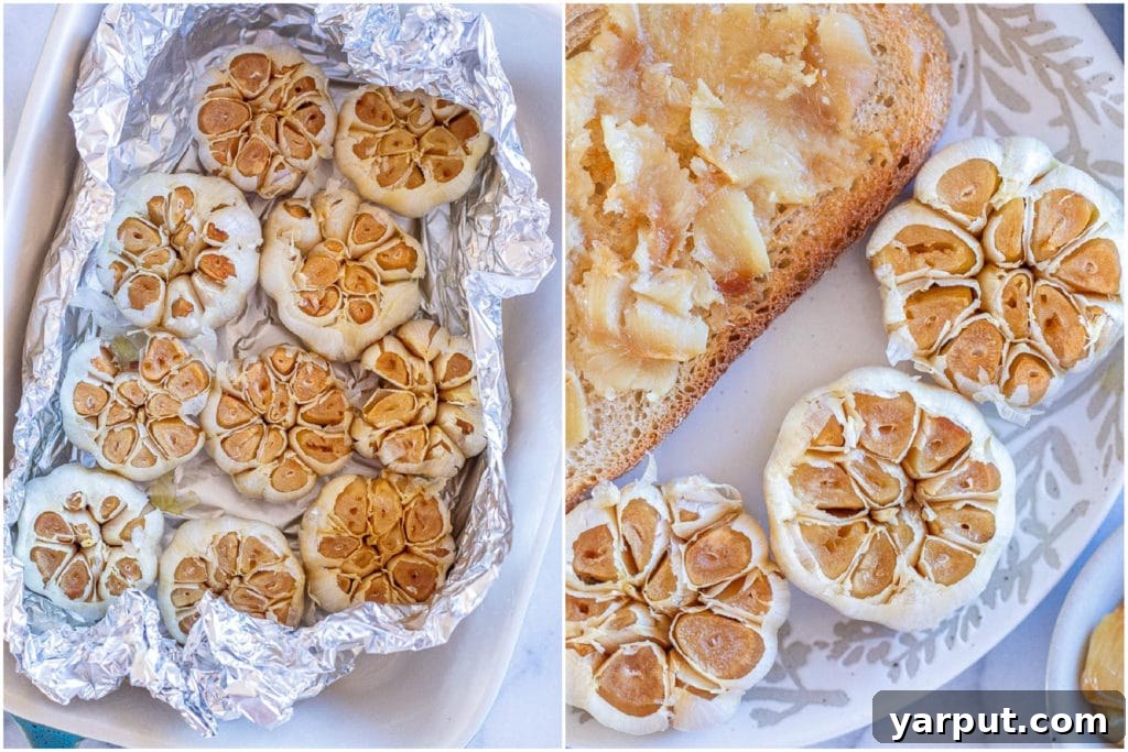 Roast Garlic Perfectly Every Time 5 Roasted garlic out of the oven and on a plate