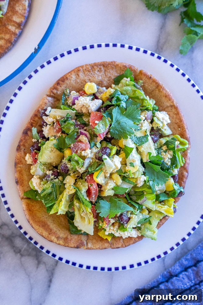 Southwest Salad Pockets 2 Mexican Chopped Salad on a pita, bursting with color and freshness