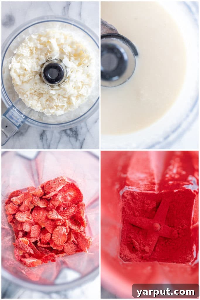 Strawberry Coconut Chocolate Bliss Cups 3 showing how to make strawberry coconut chocolate cups