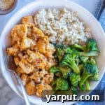 Sweet Heat Tofu Chili Bowls 8 A perfectly portioned Sweet and Spicy Chili Tofu Bowl with rice and broccoli.