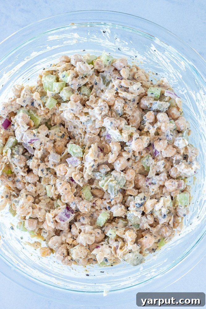 The Ultimate Plant-Based Tuna Salad 5 A large bowl filled with freshly made vegan tuna salad, ready to be served or portioned for meal prep.