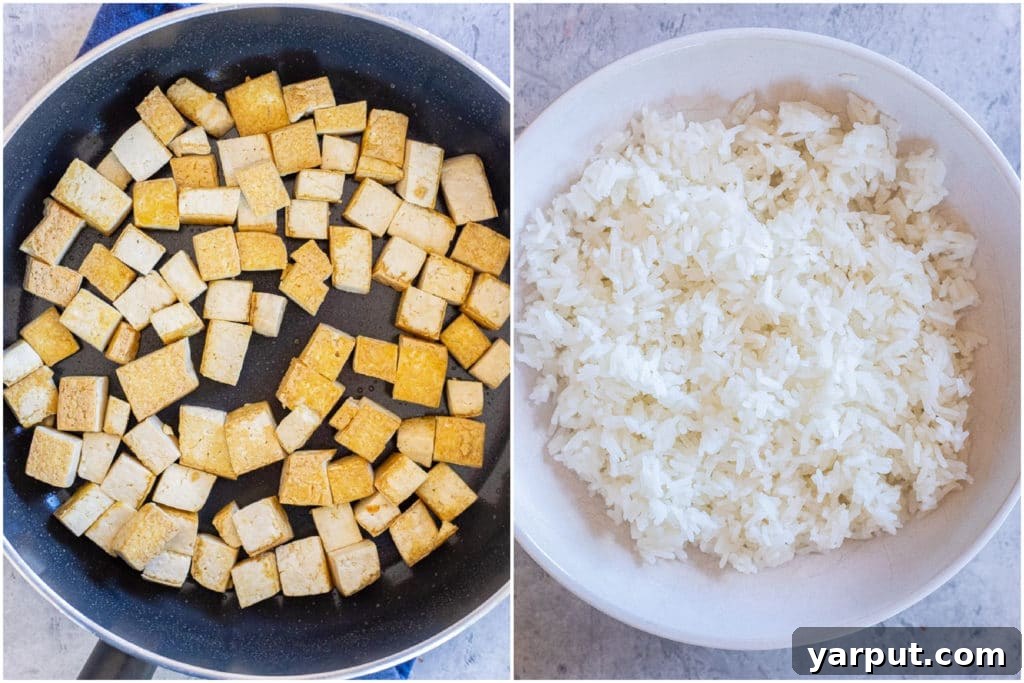 Trader Joe's Five-Ingredient Teriyaki Tofu Stir Fry 4 Three bowls of Teriyaki Tofu Stir Fry