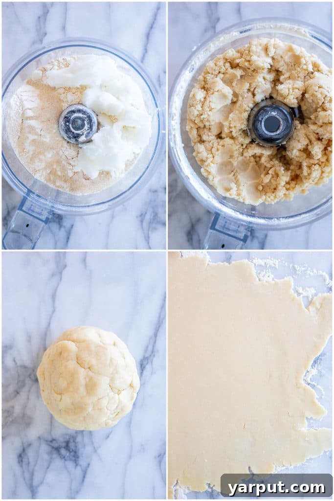 Naturally Sweetened Cinnamon Toaster Delights 3 A step-by-step guide showing how to prepare homemade pop-tarts, featuring a vegan coconut oil pie crust being rolled out on a floured surface.