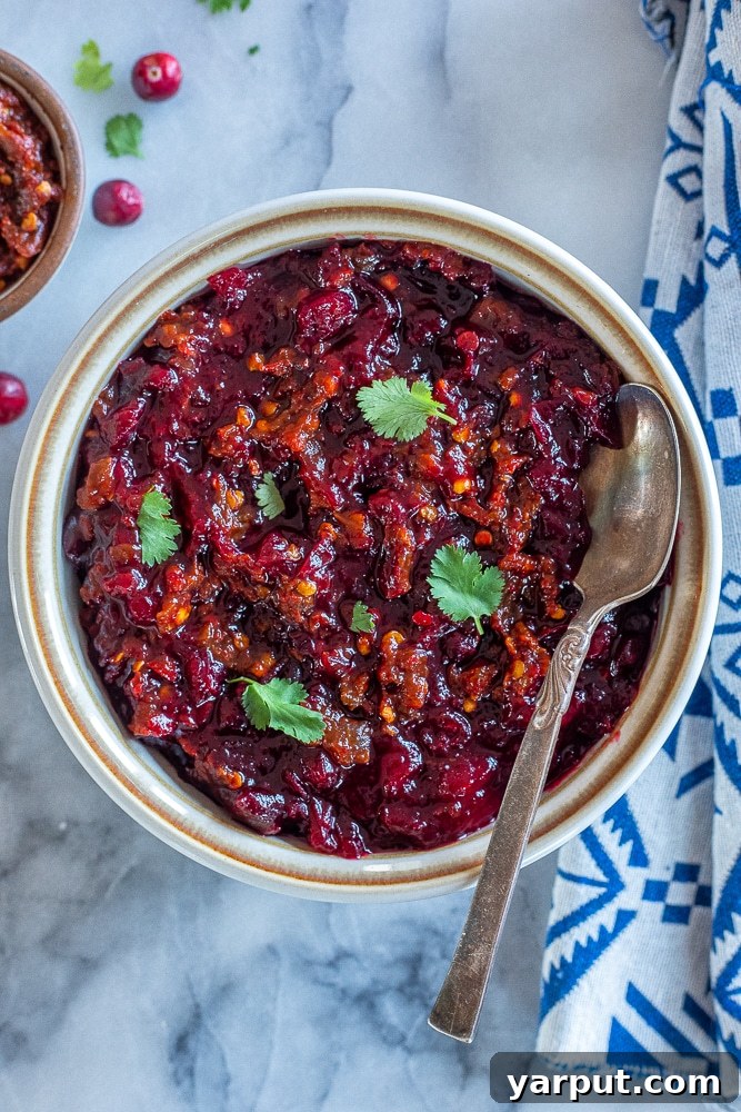 bowl of maple chipotle cranberry sauce