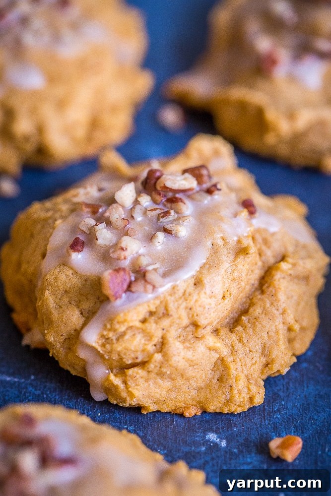 close up of a soft and fluffy maple sweet potato cookie