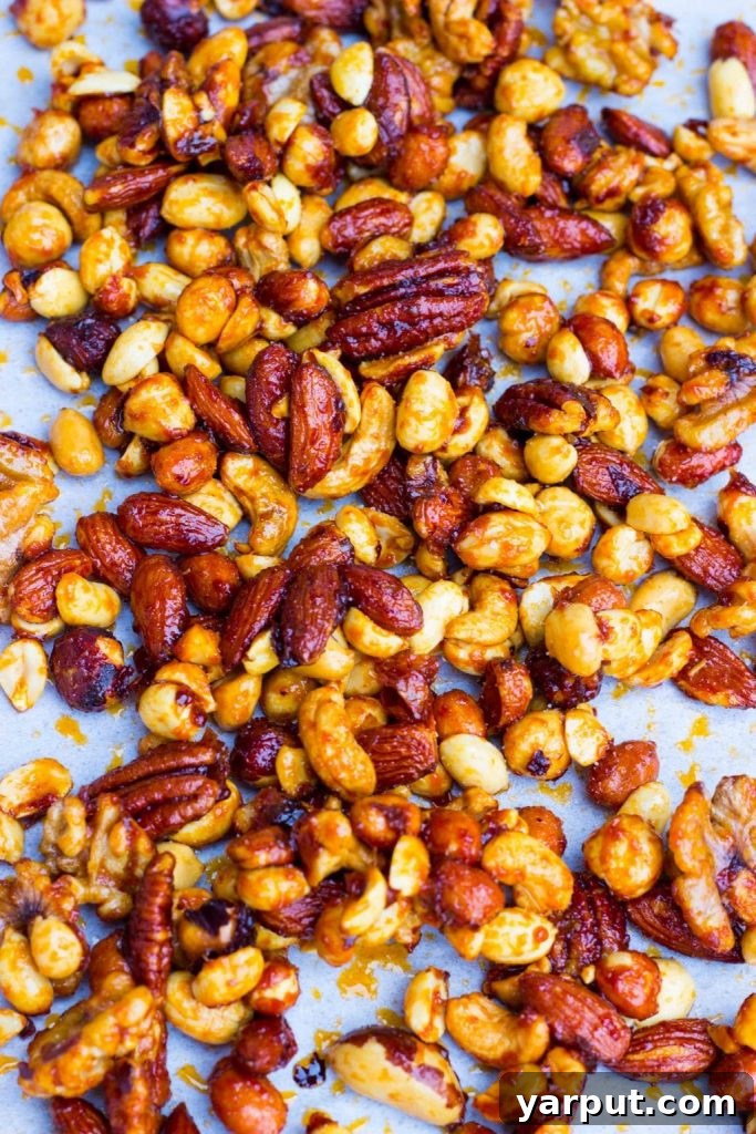 a tray of sriratcha maple mixed nuts