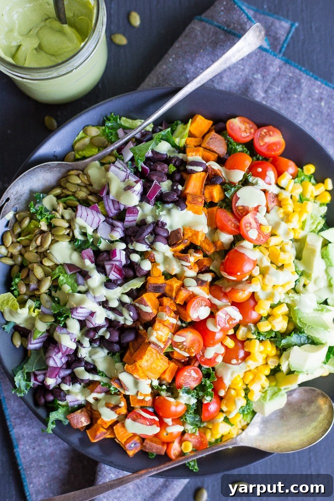 Southwestern Power Salad with Creamy Cilantro Lime Dressing, a vibrant and nutritious salad, packed with diverse textures.