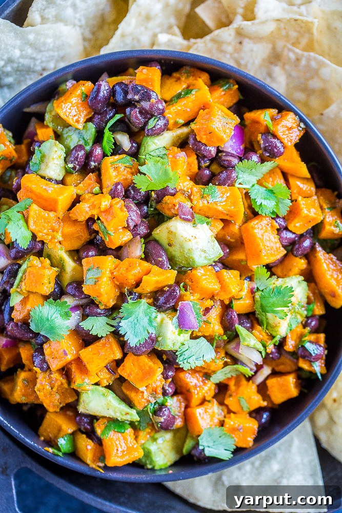 Roasted Butternut Squash Salad with Black Beans, a warm and hearty vegetarian salad, featuring tender squash.