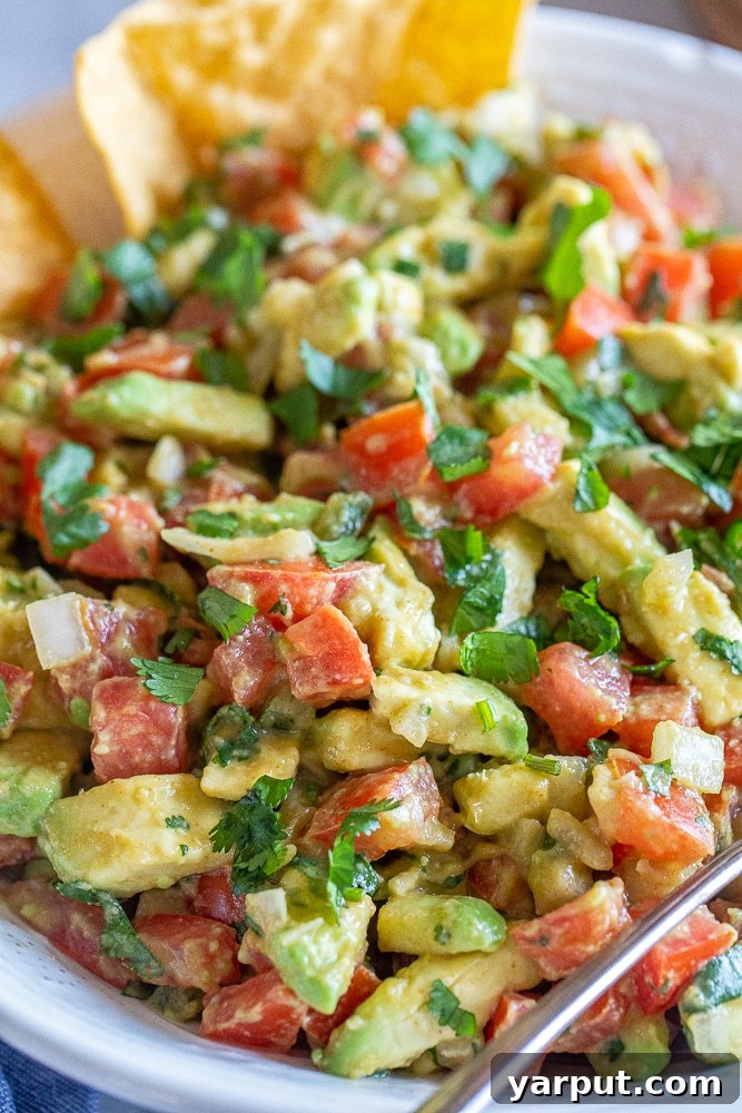 Hearty Avocado Salsa 6 close up of avocado salsa
