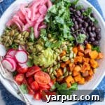 A smaller image of the Roasted Sweet Potato and Black Bean Kale Salad for the recipe card.