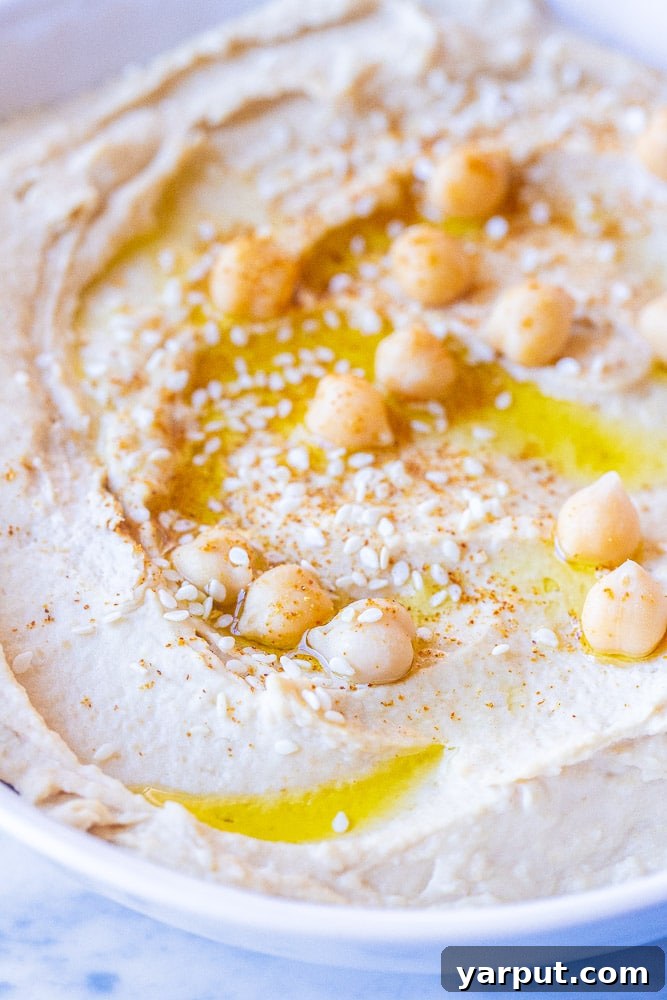 67 Beginner-Friendly Vegan Recipes 65 A perfectly smooth and creamy hummus, drizzled with olive oil and sprinkled with paprika, served with pita bread.