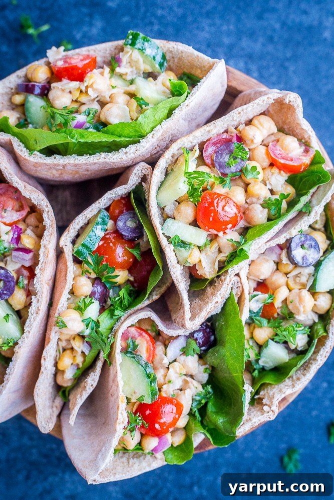 67 Beginner-Friendly Vegan Recipes 25 Fresh and healthy Greek chickpea salad pitas, stuffed with a flavorful Mediterranean-inspired chickpea salad and fresh vegetables.