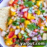 fresh fruit salsa in a bowl with chips