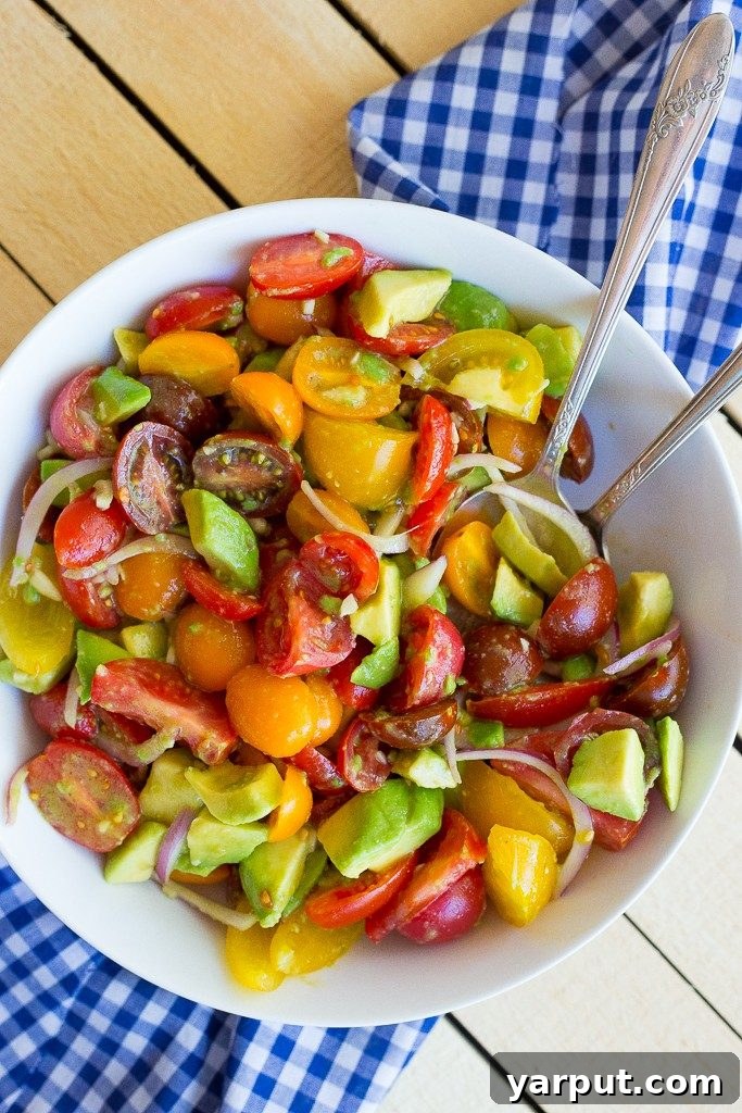 41 Vibrant Summer Salad Ideas 39 Easy Avocado and Tomato Salad, simple and flavorful.
