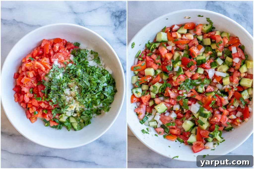 Cool Cucumber Crunch Salsa 3 showing how to make cucumber salsa with all the ingredients in a bowl