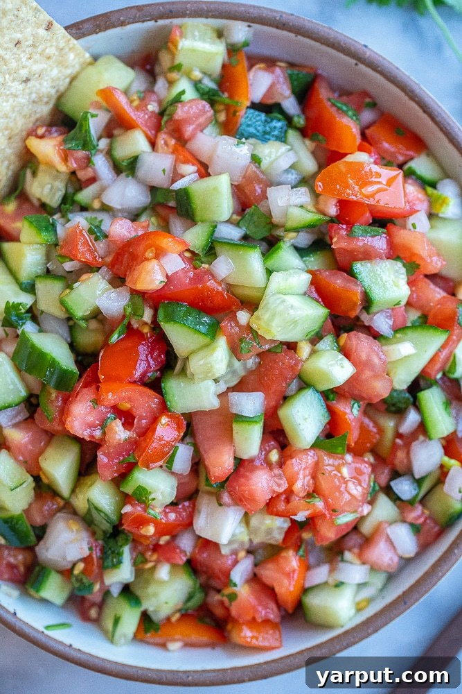 Cool Cucumber Crunch Salsa 4 close up of cucumber pico de Gallo recipe