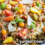 Baked Pesto Orzo with Cherry Tomatoes and Feta Cheese