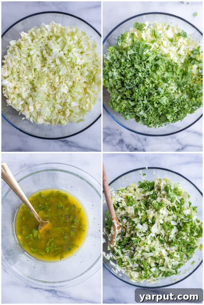 Vibrant Holiday Cabbage and Kale Medley 3 showing how to make this chopped cabbage and kale salad