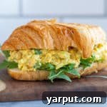 Curried Egg Salad with Chickpeas on a Croissant
