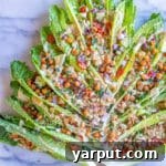 Beautifully arranged Romaine Lettuce Greek Salad Christmas Tree