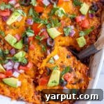 Rice and Bean Taco Casserole in a baking dish