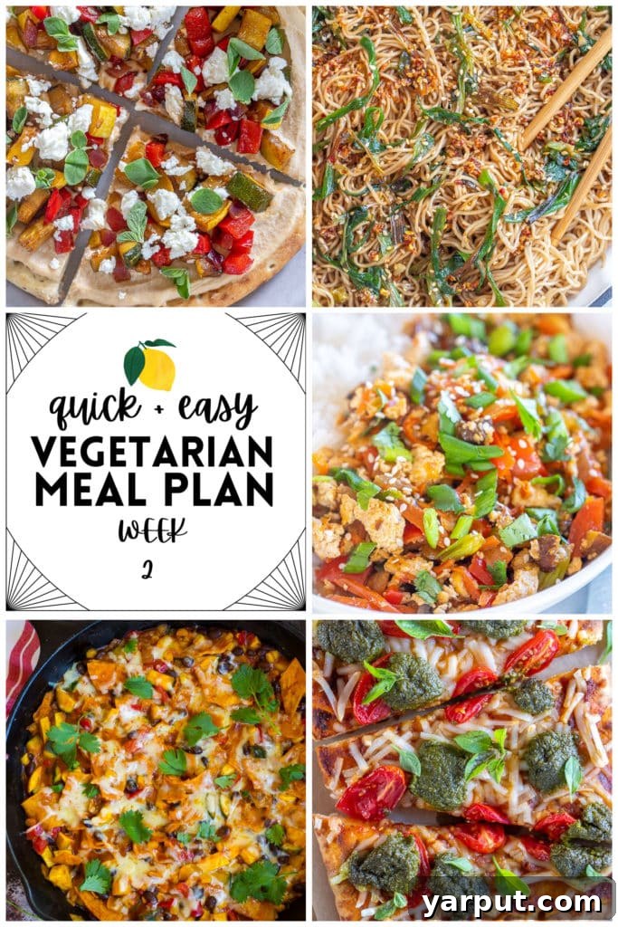 Effortless Vegetarian Meals for Week Two 2 Delicious vegetarian meal spread on a table, showcasing variety and freshness.