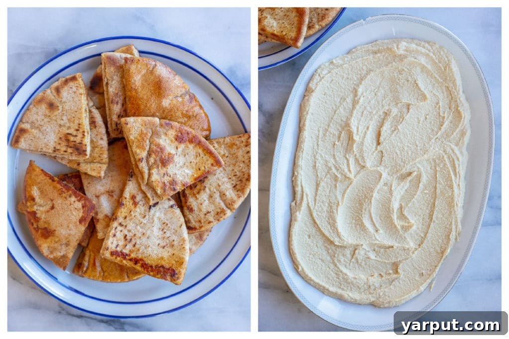 Vibrant Greek Hummus 4 homemade hummus and crispy pita bread for the Greek Salad Dip