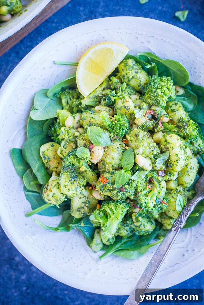Pesto Gnocchi with White Beans and Broccoli