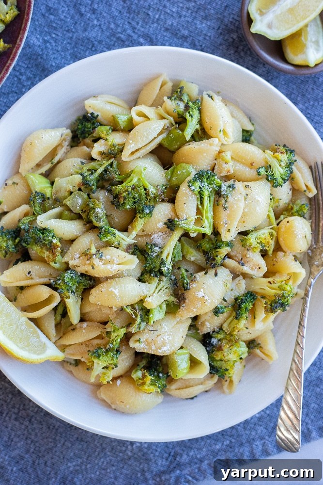Garlic Parmesan Pasta with Roasted Broccoli