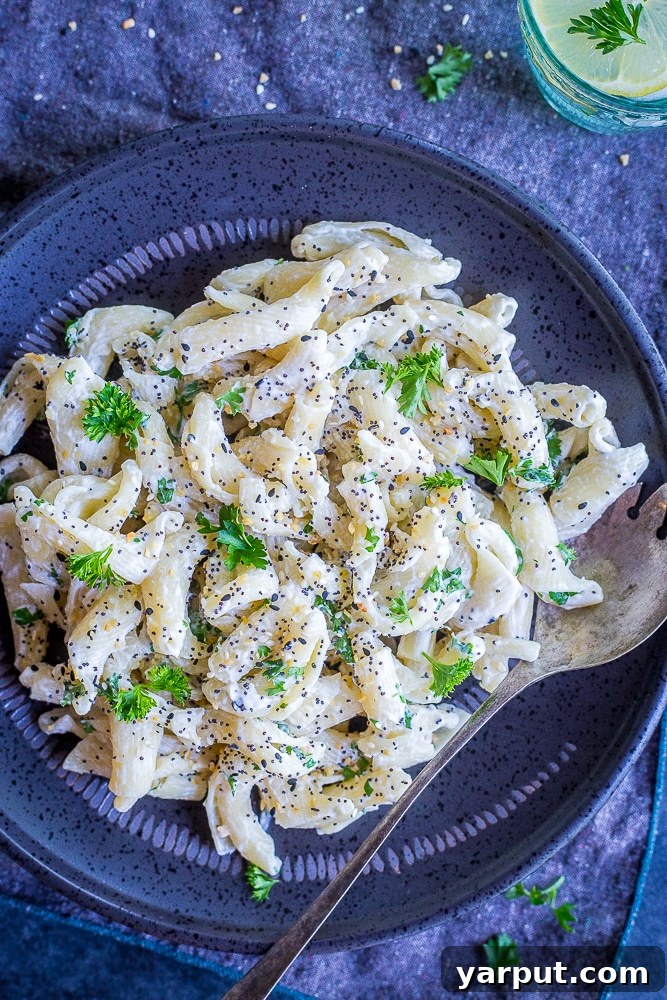 Creamy Goat Cheese Pasta with Everything Bagel Spice