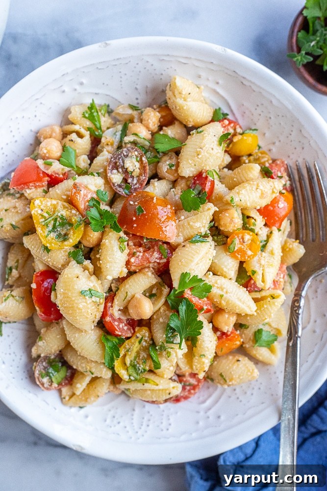 Herby Parmesan Tomato Pasta Salad